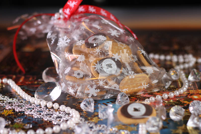 Chocolate Biscuits - 23 Biscuits in a Bag with printed Snow Flakes, 150g