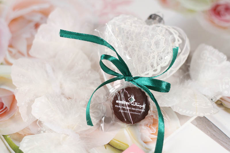 Pharmaceutical Marketing - 13g Praline with Hazel Nut Cream Filling in a polybag with Ribbon