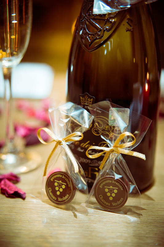 Wine And Chocolate - Promotional Chocolate Bar in Bag with ribbon, 3g