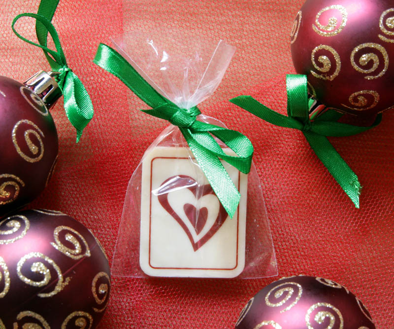 Christmas Tree Chocolate - Promotional Chocolate Bar in a Polybag with Ribbon, 7g