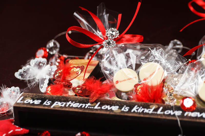 Printing On Chocolate - 4 Promotional Chocolates in Bag with ribbon, 12g