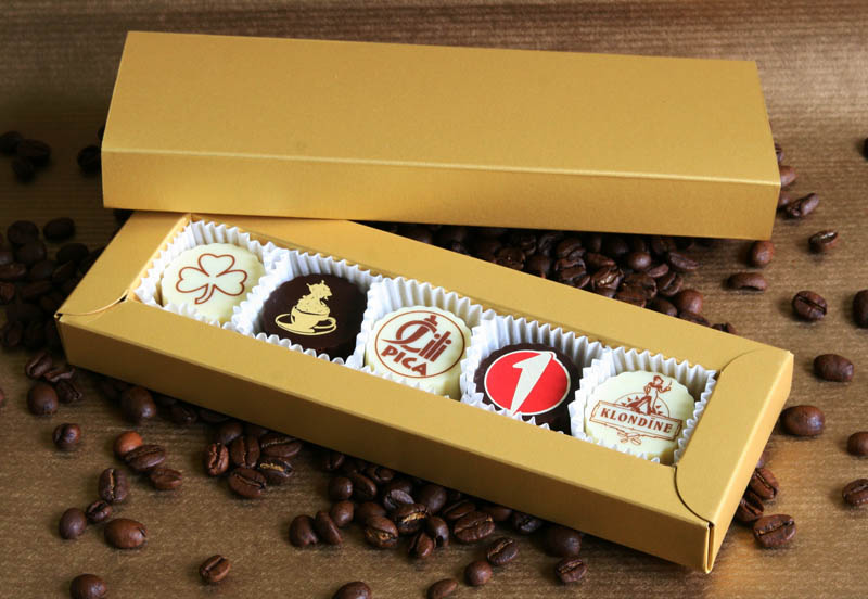 Promotional Chocolate Gifts - 65g (13g x 5 pc) 5 Pralines with Hazel Nut Cream Filling in a box