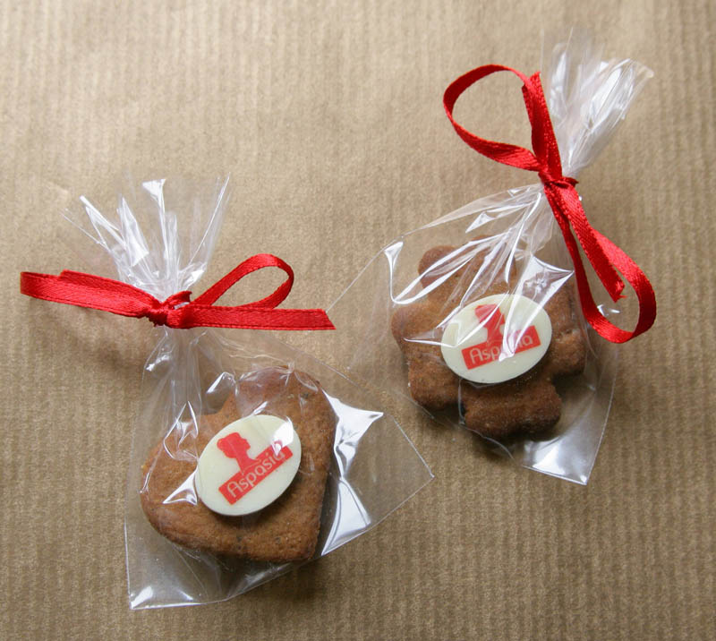 Gingerbread Biscuits - Gingerbread biscuit / Pepper Cookie with Chocolate in a Polybag with Ribbon, 5g